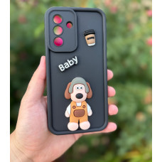 Силиконовый чехол Baby Dog с кофе для Samsung Galaxy A16 Черный