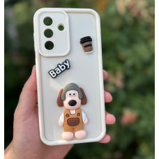 Силиконовый чехол Baby Dog с кофе для Samsung Galaxy A16 Молочный