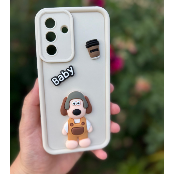 Силиконовый чехол Baby Dog с кофе для Samsung Galaxy A16 Молочный