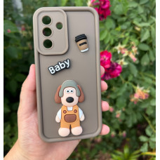 Силиконовый чехол Baby Dog с кофе для Samsung Galaxy A16 Коричневый
