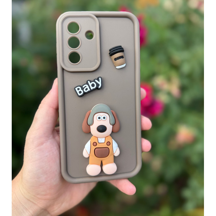 Силиконовый чехол Baby Dog с кофе для Samsung Galaxy A16 Коричневый