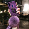 Силиконовый чехол с попсокетом и меховым помпоном для Samsung A20s Фиолетовый Силиконовый чехол с попсокетом и меховым помпоном для Samsung A20s Фиолетовый