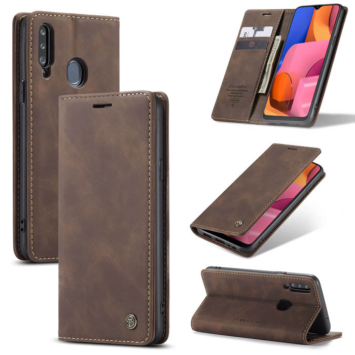 Чохол-книжка CaseMe із нубуку для Samsung A20s Темно-коричневий