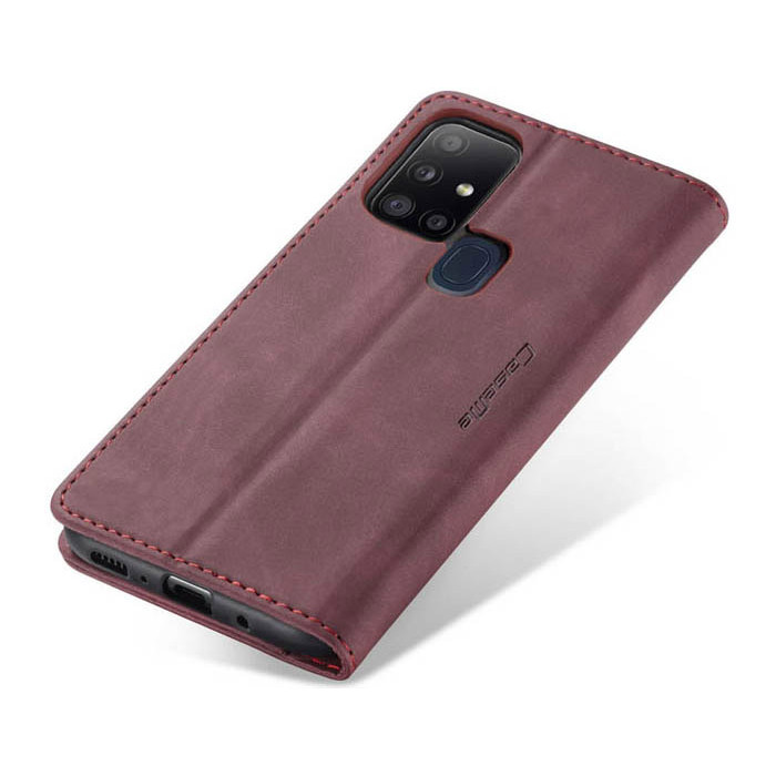 Чехол-книжка CaseMe из нубука для Samsung A21s Бордовый