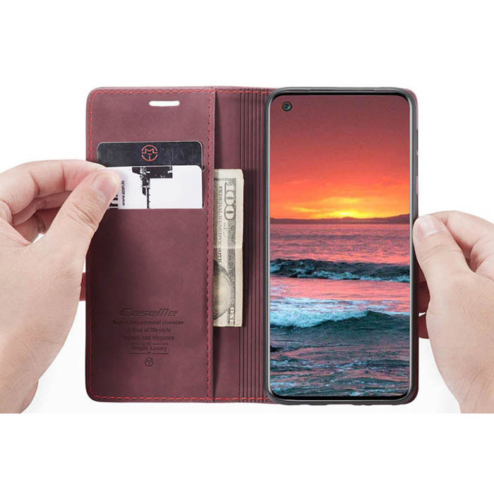 Чехол-книжка CaseMe из нубука для Samsung A21s Бордовый