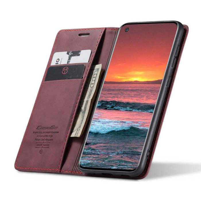 Чехол-книжка CaseMe из нубука для Samsung A21s Бордовый