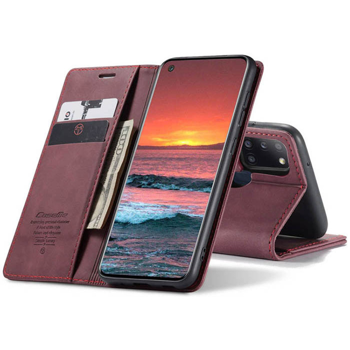 Чехол-книжка CaseMe из нубука для Samsung A21s Бордовый