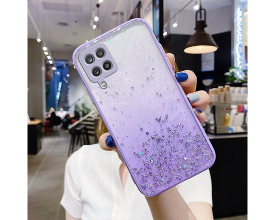 Чехол Stardust с цветными бортиками для Samsung A22 Фиолетовый
