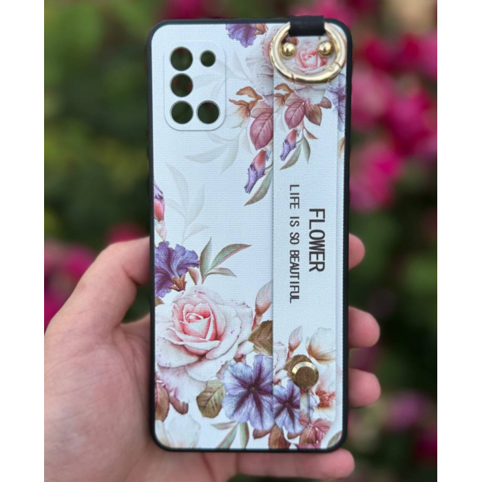 Силиконовый чехол для Samsung Galaxy A31 с ремешком-подставкой Розы