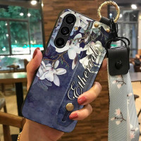 Силиконовый чехол для Samsung M13 с ремешком-подставкой и на шею Магнолия