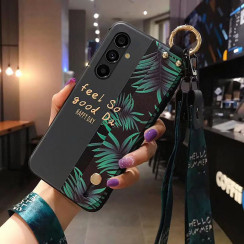 Силиконовый чехол для Samsung M13 с ремешком-подставкой и на шею Happy Day
