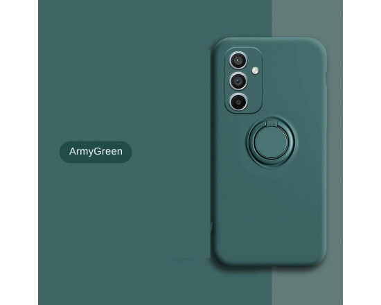 Силиконовый чехол Soft Touch с кольцом-держателем для Samsung Galaxy A34 Тёмно-зеленый