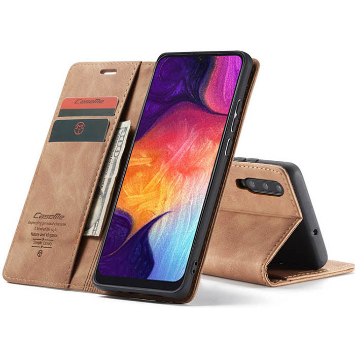 Чехол-книжка CaseMe из нубука для Samsung Galaxy A30s/A50 Светло-коричневый