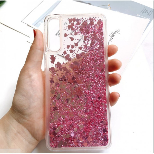 Силіконовий чохол із рідким гліттером для Samsung A50s/A50/A30s Рожевий