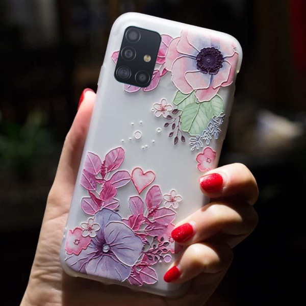 Рельєфний силіконовий чохол для Samsung A51 з зображенням Квіткова композиція.