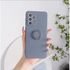 Силиконовый чехол Soft Touch с кольцом-держателем для Samsung A51 Серо-синий
