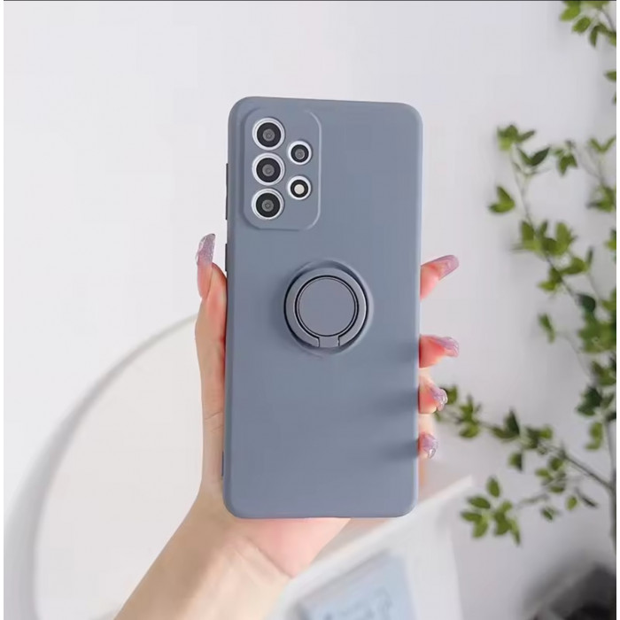 Силиконовый чехол Soft Touch с кольцом-держателем для Samsung A51 Серо-синий