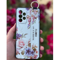 Силиконовый чехол для Samsung Galaxy A33 с ремешком-подставкой Розы на белом