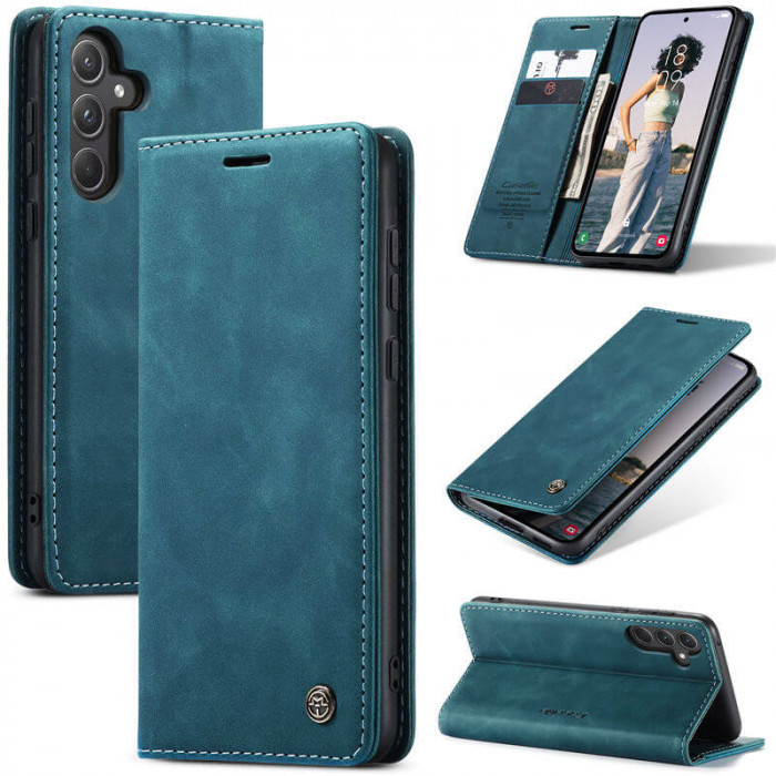 Чехол-книжка CaseMe из нубука для Samsung S24+ Бирюзовый