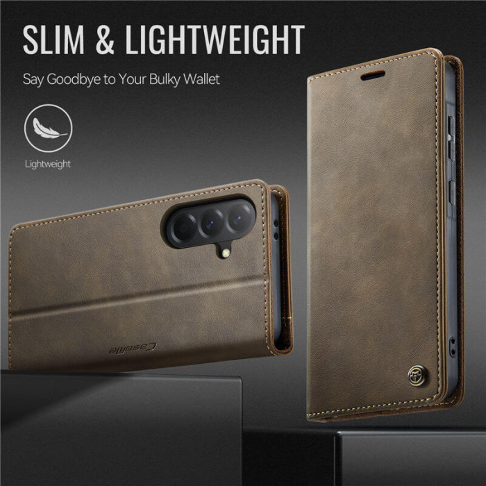 Чехол-книжка CaseMe RFID из нубука для Samsung S25 Коричневый