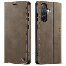Чехол-книжка CaseMe RFID из нубука для Samsung S25 Коричневый
