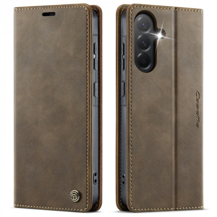 Чехол-книжка CaseMe RFID из нубука для Samsung S25 Коричневый