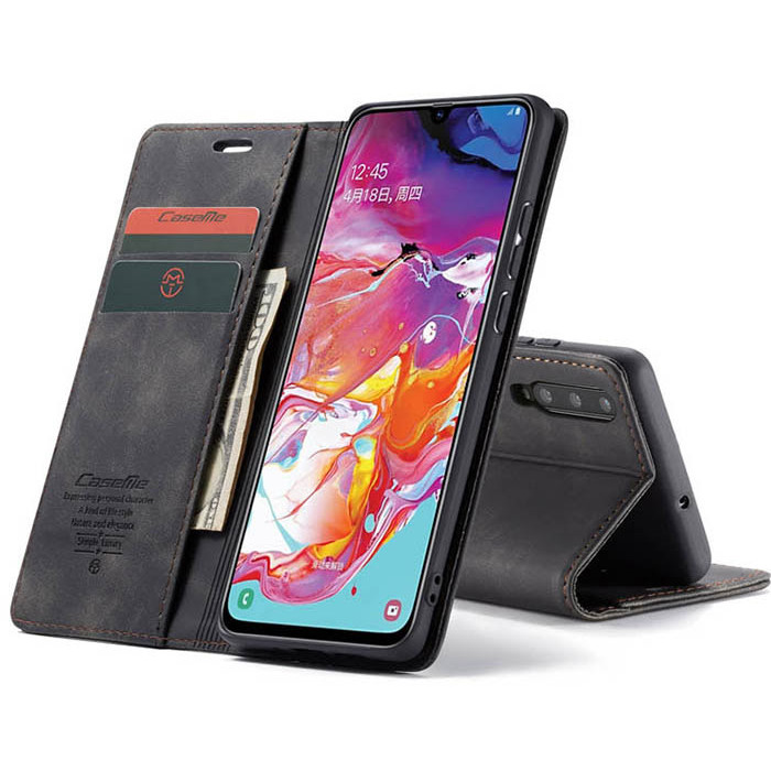 Чехол-книжка CaseMe из нубука для Samsung A70 Чёрный
