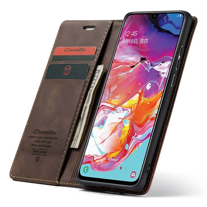 Чехол-книжка CaseMe из нубука для Samsung A70 Тёмно-коричневый