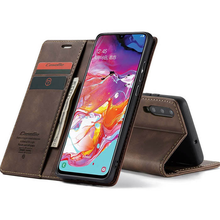 Чехол-книжка CaseMe из нубука для Samsung A70 Тёмно-коричневый