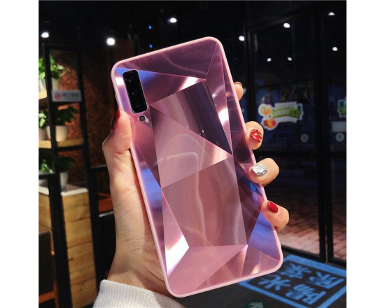 Силіконовий чохол із дзеркальним покриттям для Samsung A7 2018 (A750) Рожевий