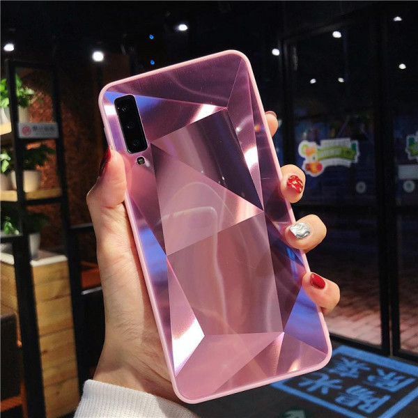 Силиконовый чехол с зеркальным покрытием для Samsung A10 Розовый