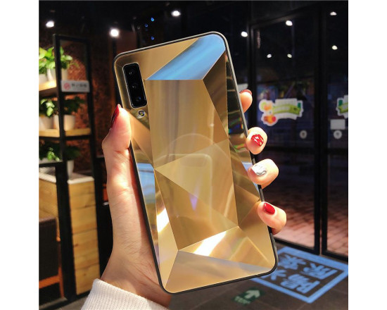 Силиконовый чехол с зеркальным покрытием для Samsung A10 Золотой