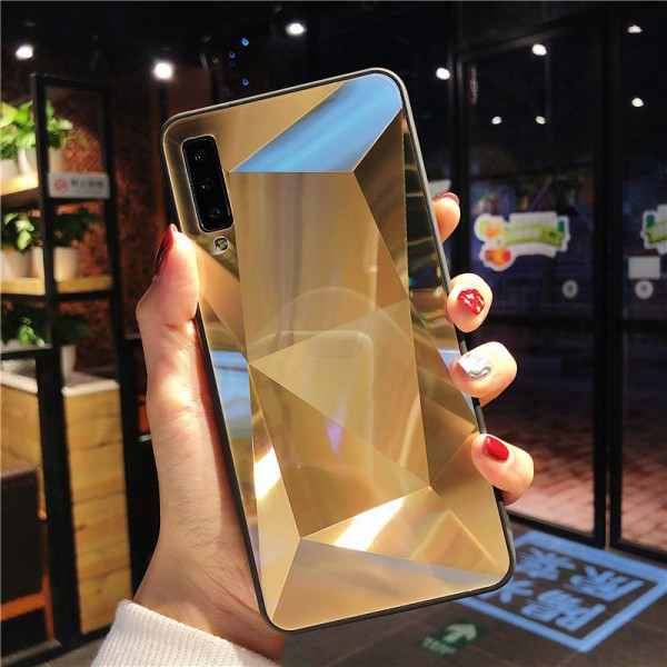 Силиконовый чехол с зеркальным покрытием для Samsung A7 2018 (A750) Золотой