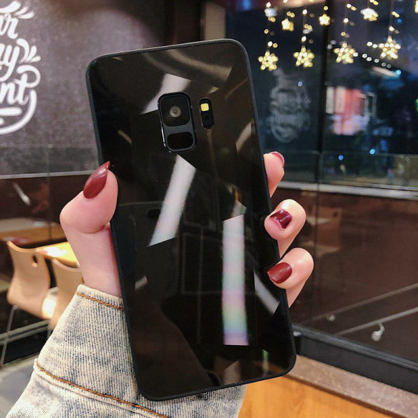 Силиконовый чехол с зеркальным покрытием для Samsung A8 2018 Черный