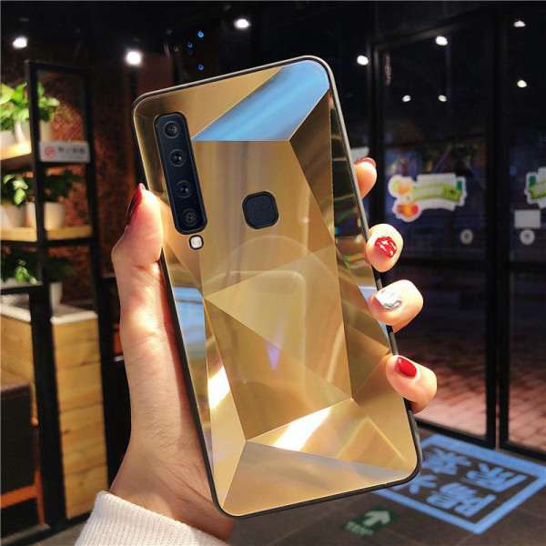 Силиконовый чехол с зеркальным покрытием для Samsung A9 2018 Золотой
