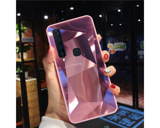 Силиконовый чехол с зеркальным покрытием для Samsung A9 2018 Розовый