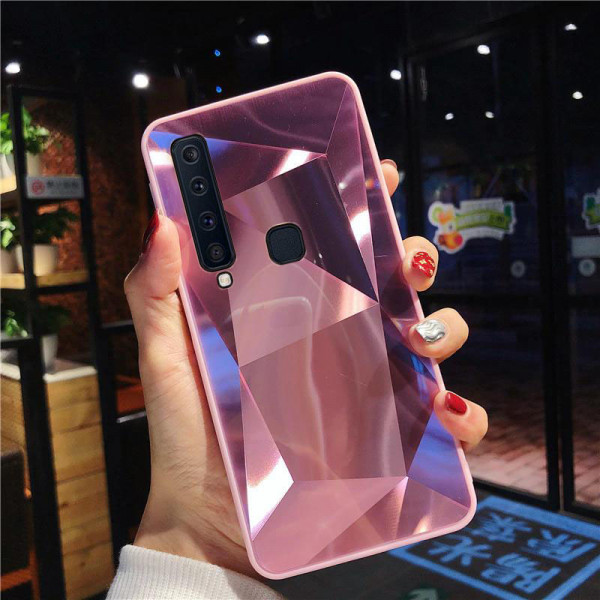 Силиконовый чехол с зеркальным покрытием для Samsung A9 2018 Розовый