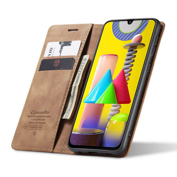 Чехол-книжка CaseMe из нубука для Samsung M31/M21s Светло-коричневый