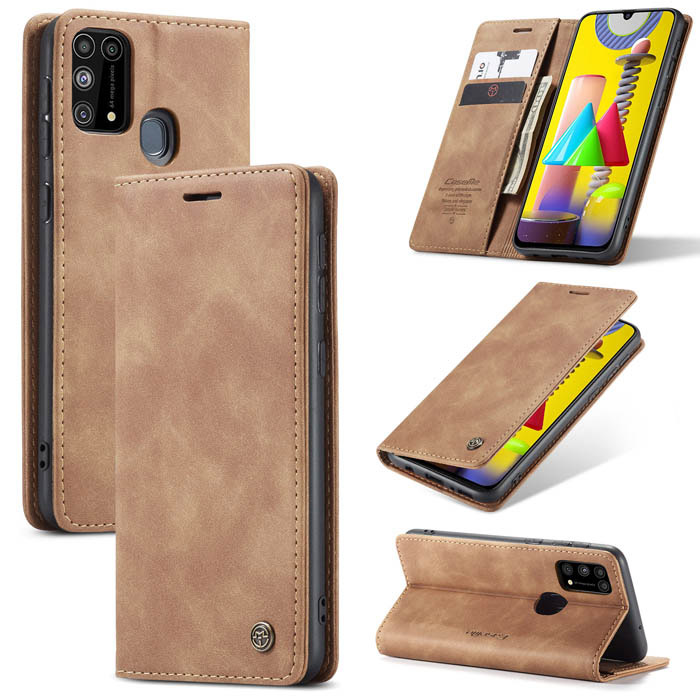 Чехол-книжка CaseMe из нубука для Samsung M31/M21s Светло-коричневый