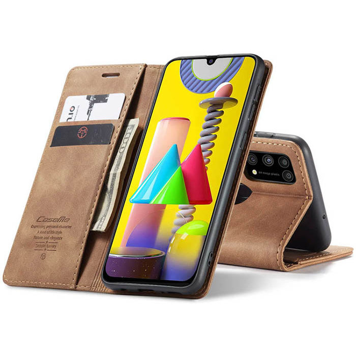 Чехол-книжка CaseMe из нубука для Samsung M31/M21s Светло-коричневый