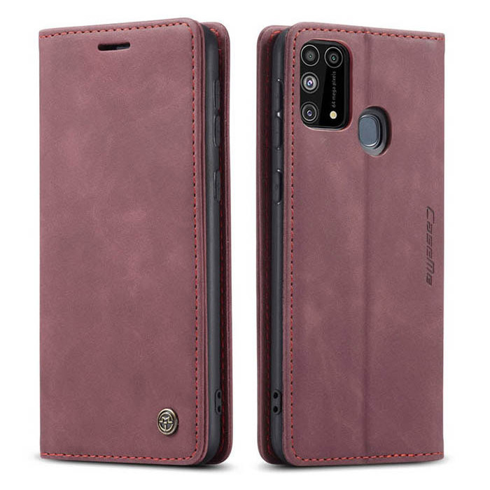 Чохол-книжка CaseMe із нубуку для Samsung M31/M21s Бордовий