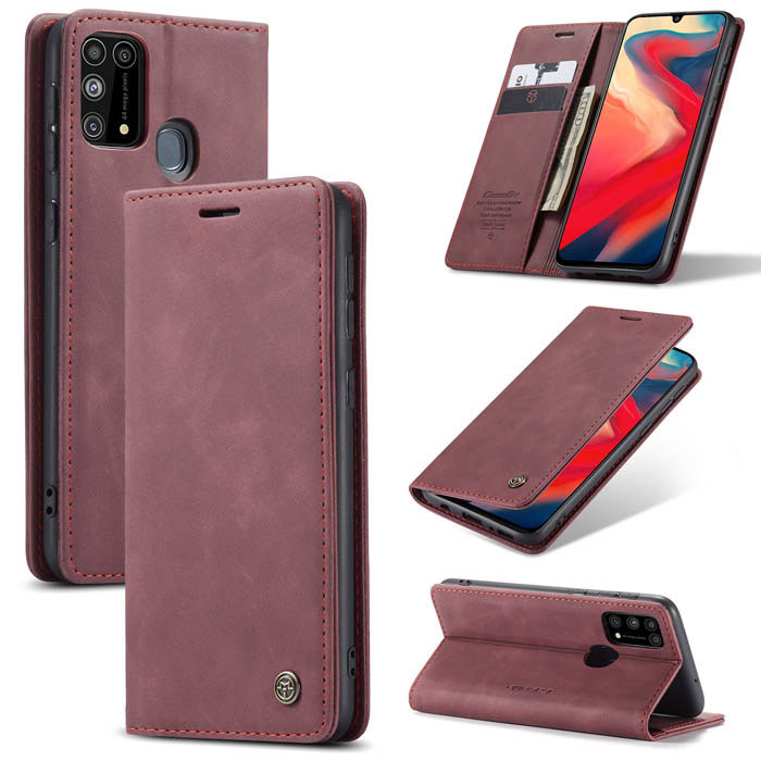 Чохол-книжка CaseMe із нубуку для Samsung M31/M21s Бордовий