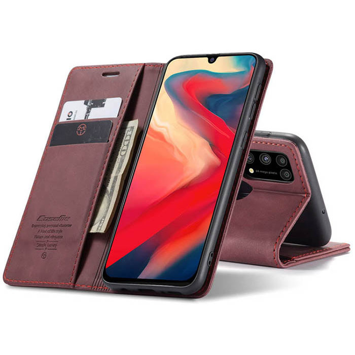 Чохол-книжка CaseMe із нубуку для Samsung M31/M21s Бордовий