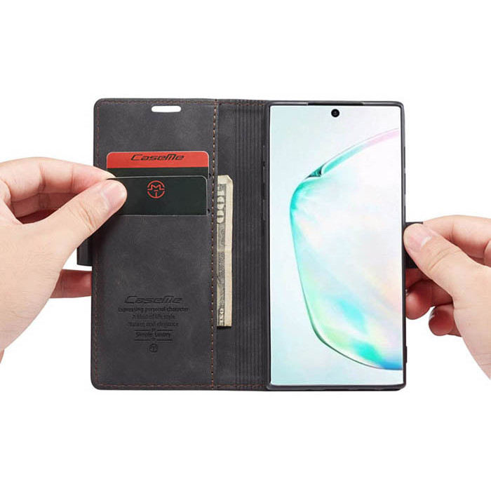 Чехол-книжка CaseMe из нубука для Samsung Galaxy Note 10 Lite Чёрный