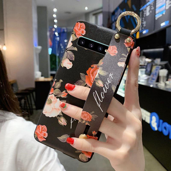 Силиконовый чехол для Samsung Galaxy S10 Plus с ремешком-подставкой Розы