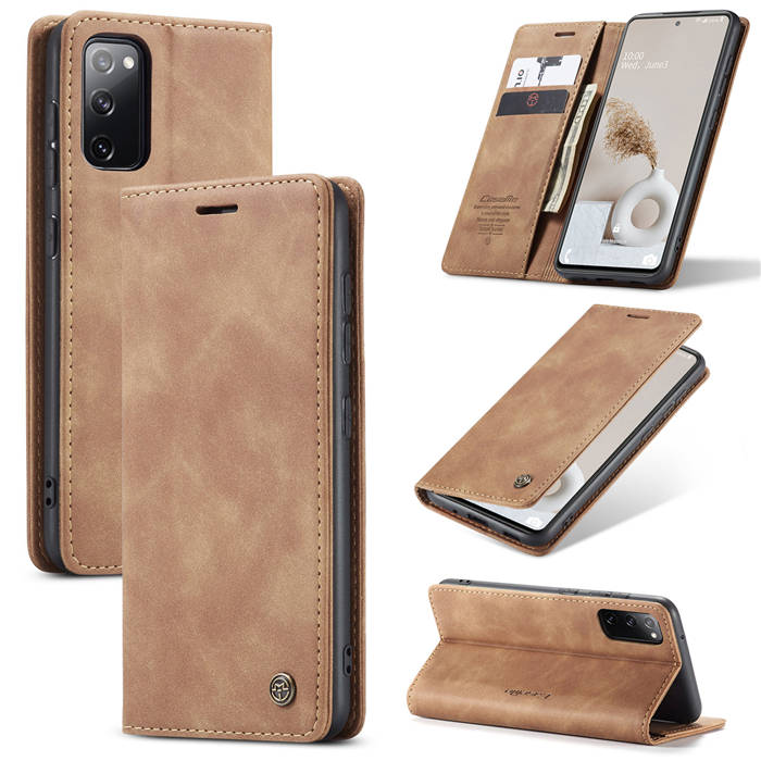 Чохол-книжка CaseMe із нубуку для Samsung Galaxy S20 FE Світло-коричневий