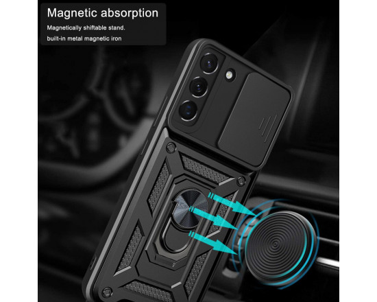 Ультратонкий противоударный чехол для Samsung S20 FE с кольцом-держателем Черный