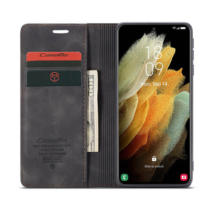 Чохол-книжка CaseMe із нубуку для Samsung S21 Ultra Чорний