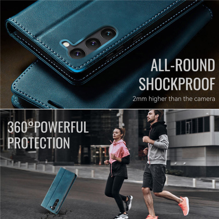 Чехол-книжка CaseMe RFID из нубука для Samsung Galaxy S23 Бирюзовый