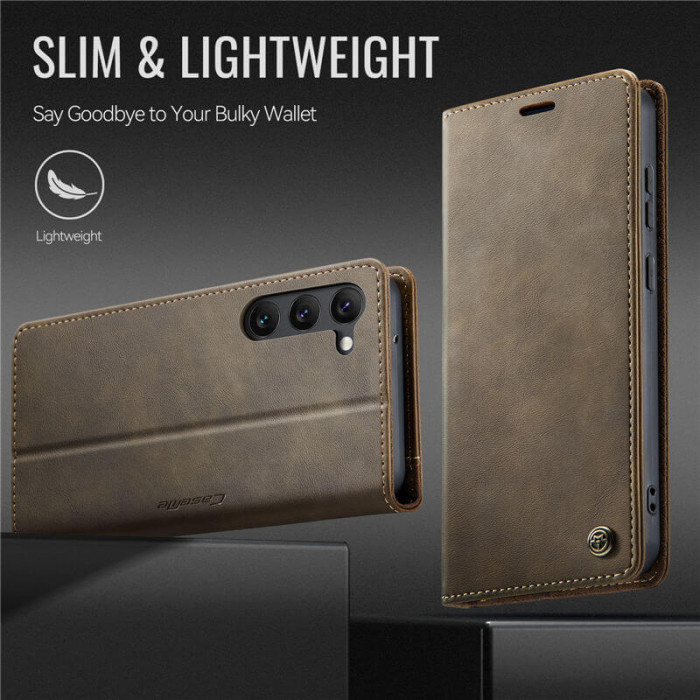 Чехол-книжка CaseMe RFID из нубука для Samsung S23 Коричневый